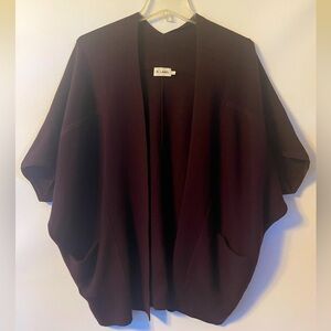 The Reset kimono sleeve deep purple wool cardian